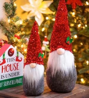 Holiday Sparkle Plush Gnome Table Décor, Set of 2