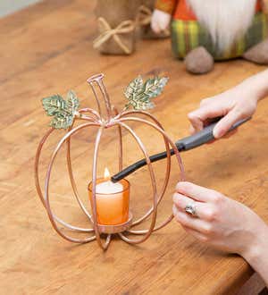 Golden Metal Pumpkin Candle Holder