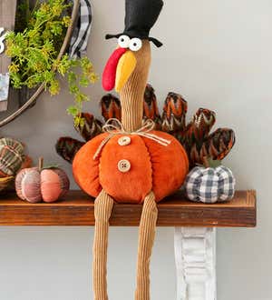 Plush Pumpkin Body Turkey Table Decor