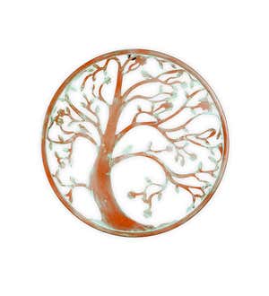 Tree & Songbird Distressed Metal Wall Art