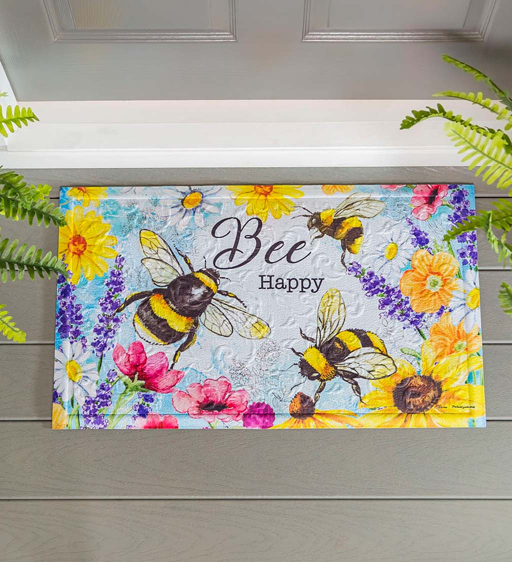 Bee Happy Embossed Floor Mat