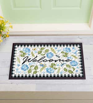 Hydrangea Welcome Embossed Floor Mat