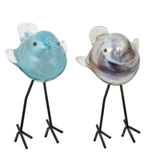 Glass Birds with Iron Feet, Set of 2