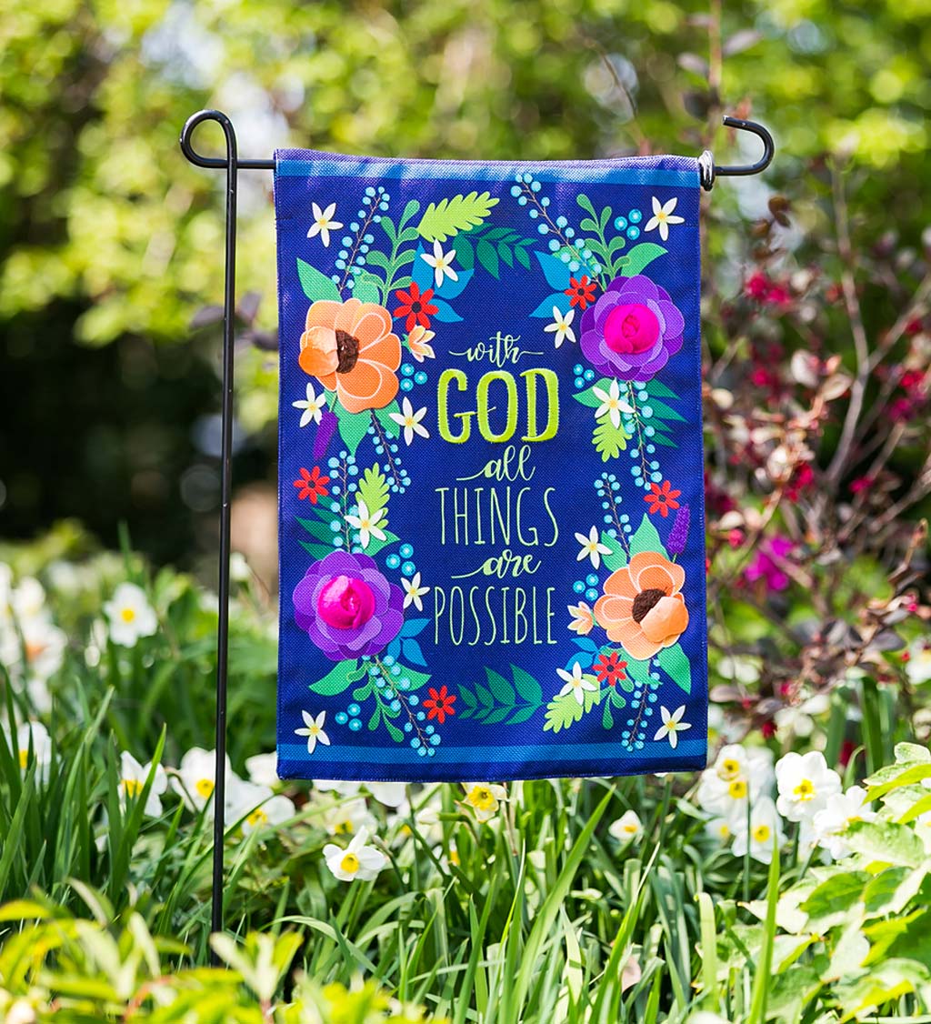 All Things Are Possible Burlap Garden Flag