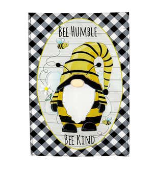 Bee Humble Bee Kind Gnome Linen Garden Flag