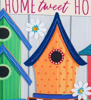 Birdhouses "Home Tweet Home" Linen Garden Flag