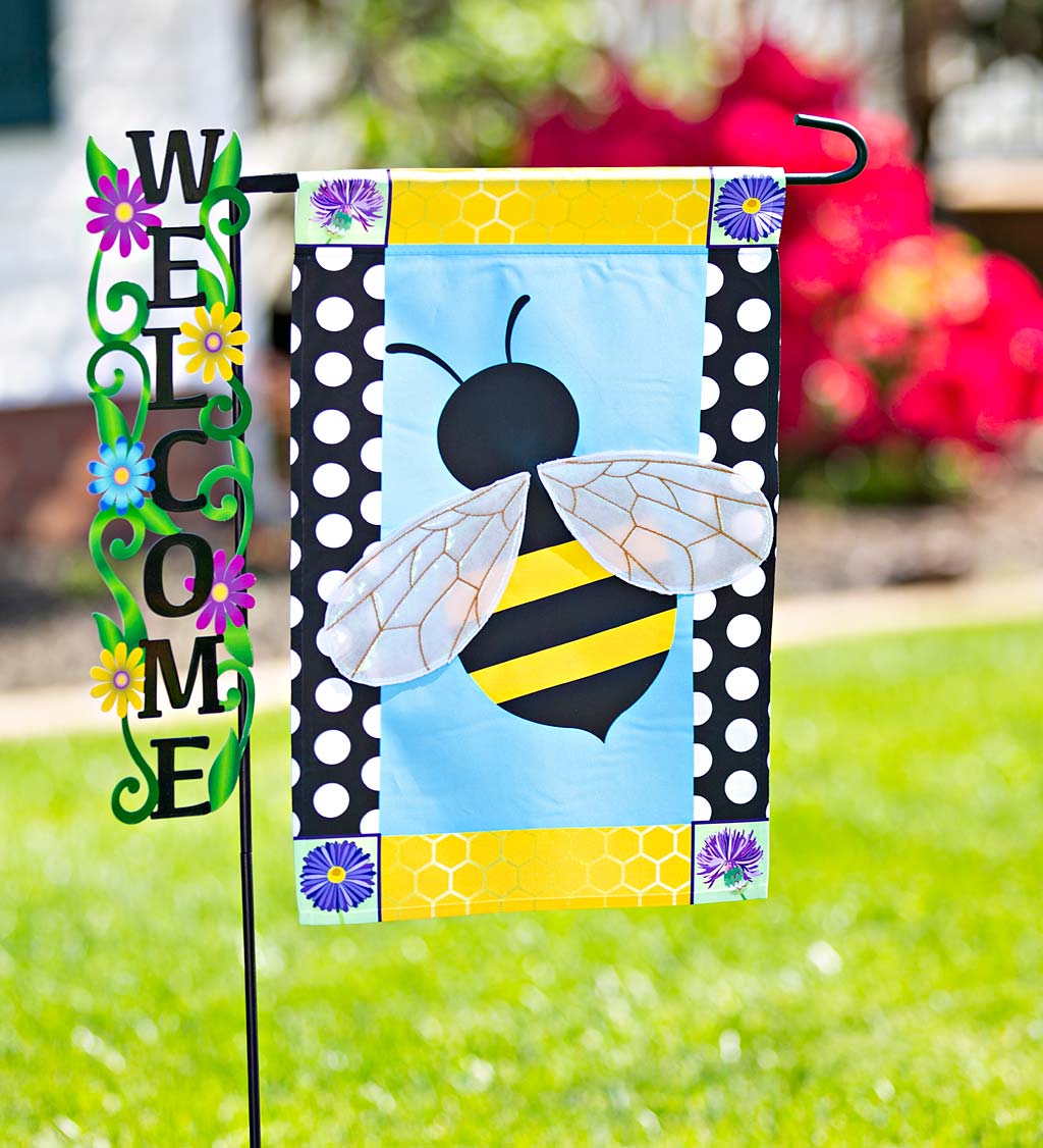 Bee with a Border Applique Garden Flag