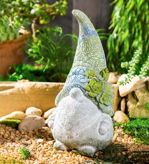 Succulent Garden Gnome Statue