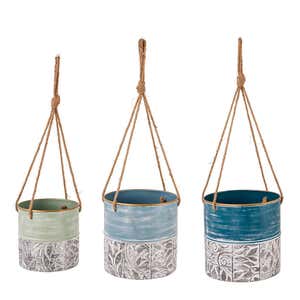 Painted Metal Hanging Planters, Set of 3