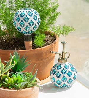 Mosaic Watering Globes with Coordinated Misters Set