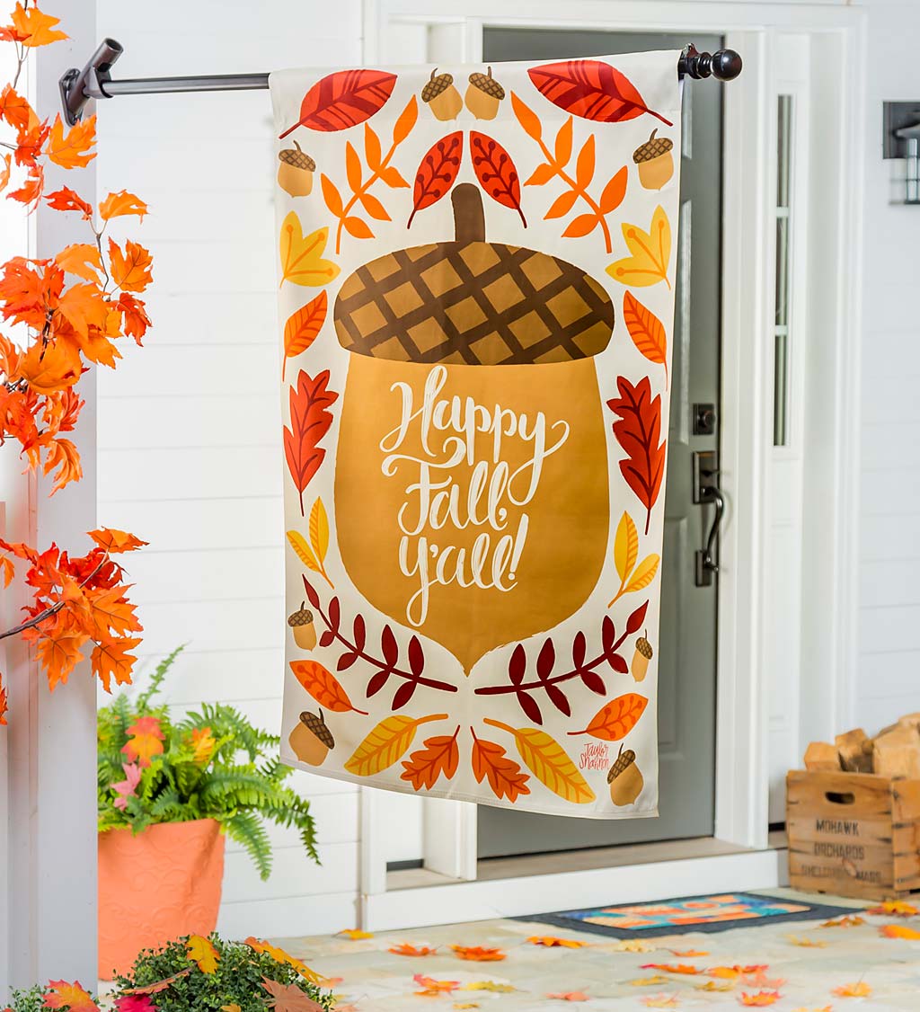 Happy Fall Acorn Suede House Flag