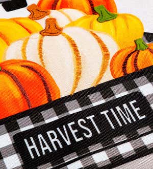 Pumpkin Plaid Truck Burlap Garden Flag