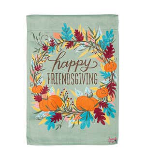 Happy Friendsgiving Wreath Suede Garden Flag