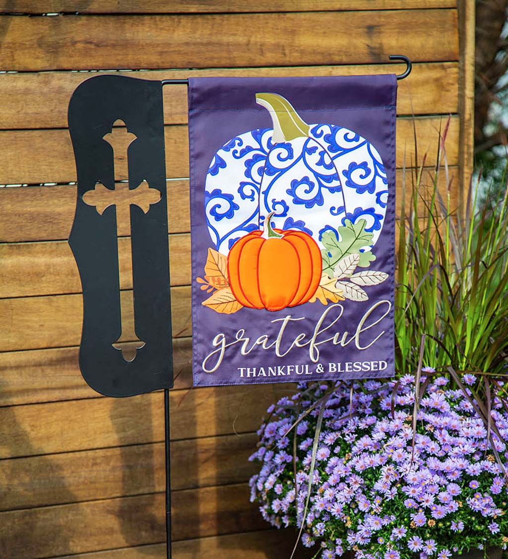 Chinoiserie Pumpkin Applique Garden Flag