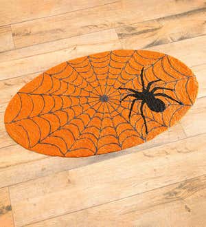 Indoor/Outdoor Halloween Spider Web Hooked Oval Accent Rug