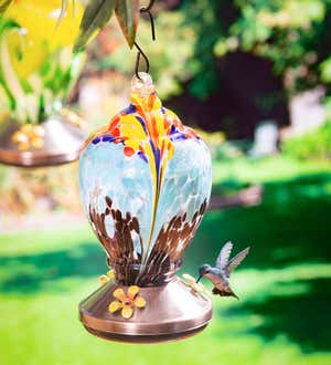 Vibrant Art Glass Hummingbird Feeder