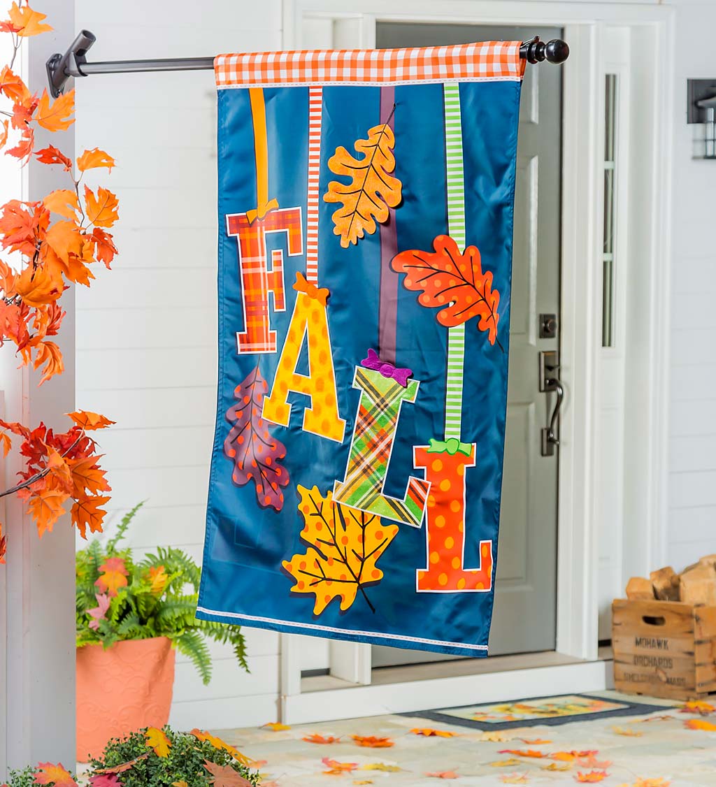 Falling Leaves Applique House Flag