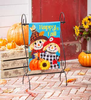 Happy Scarecrows Linen Garden Flag