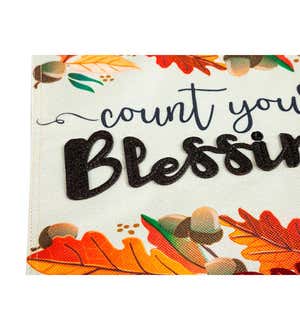 Count Your Blessings Burlap Garden Flag