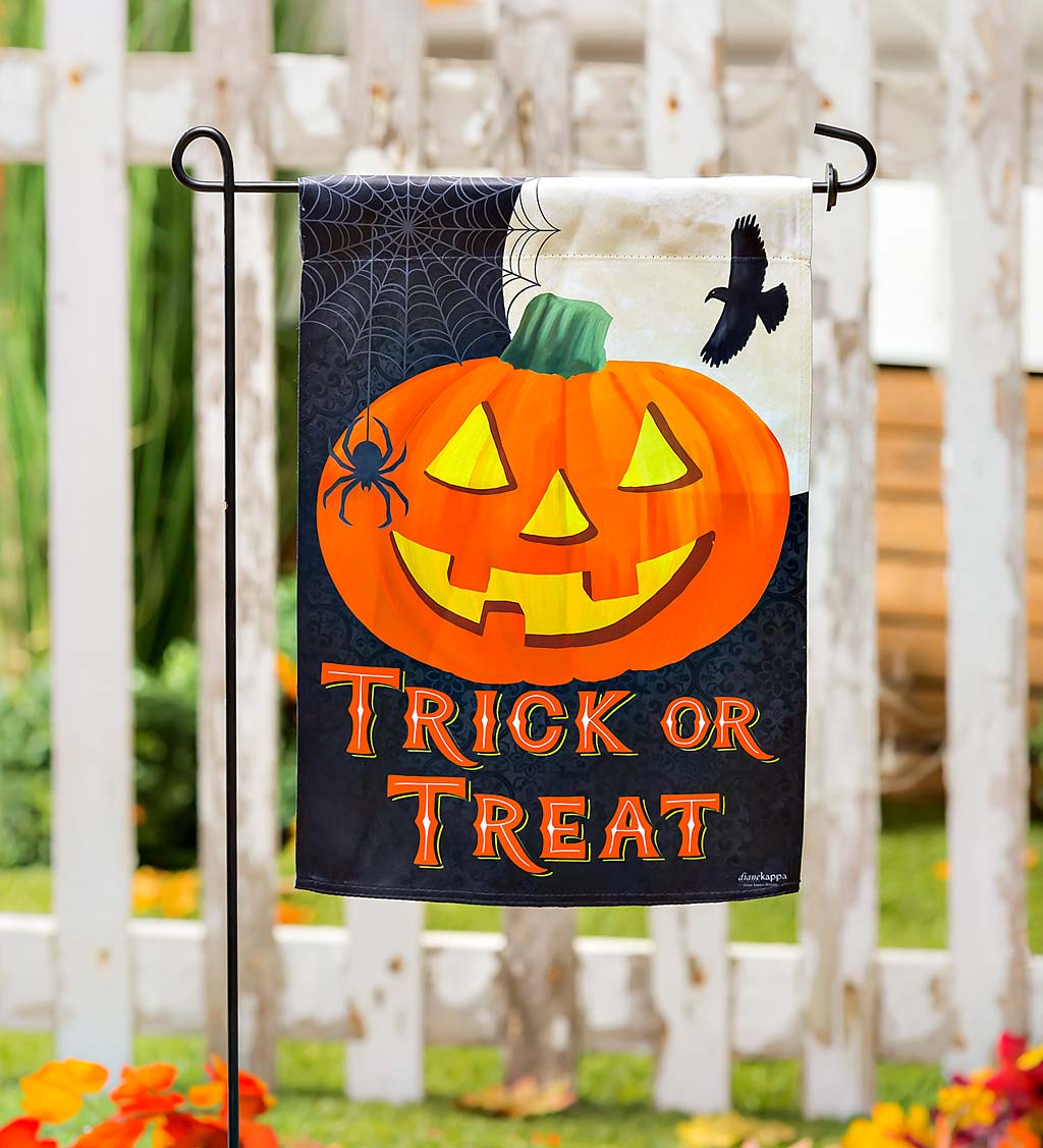 Trick or Treat Jack-o-Lantern Suede Garden Flag