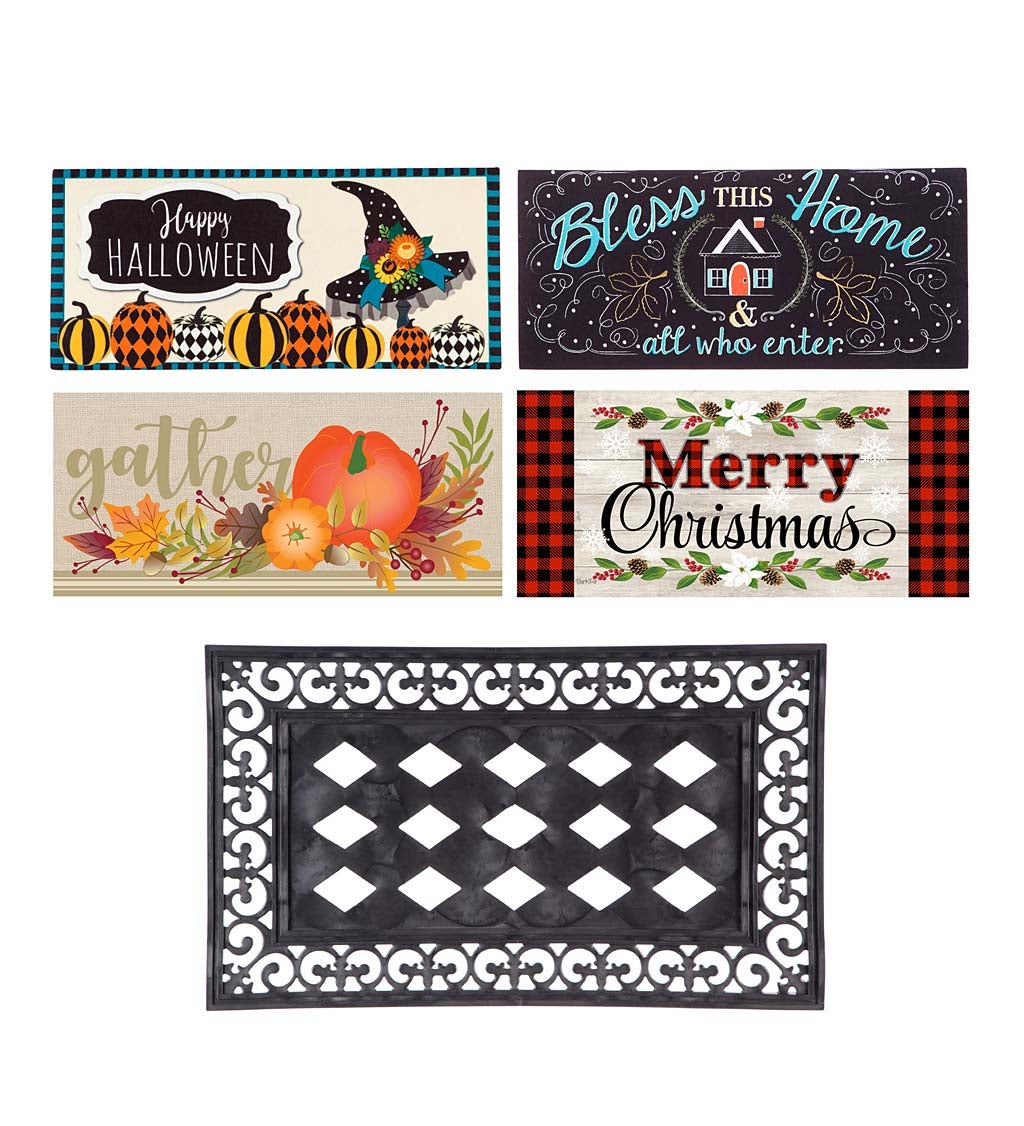 Bless this Home Winter Door Mat, Christian Home Door Mat