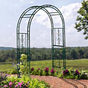 Colored Montebello Scrollwork Metal Garden Arbor