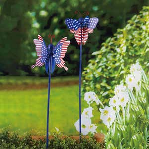 American Flag Spinning Winged Garden Stake