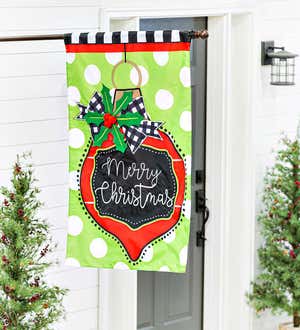 Patterned Ornament with Holly Applique House Flag