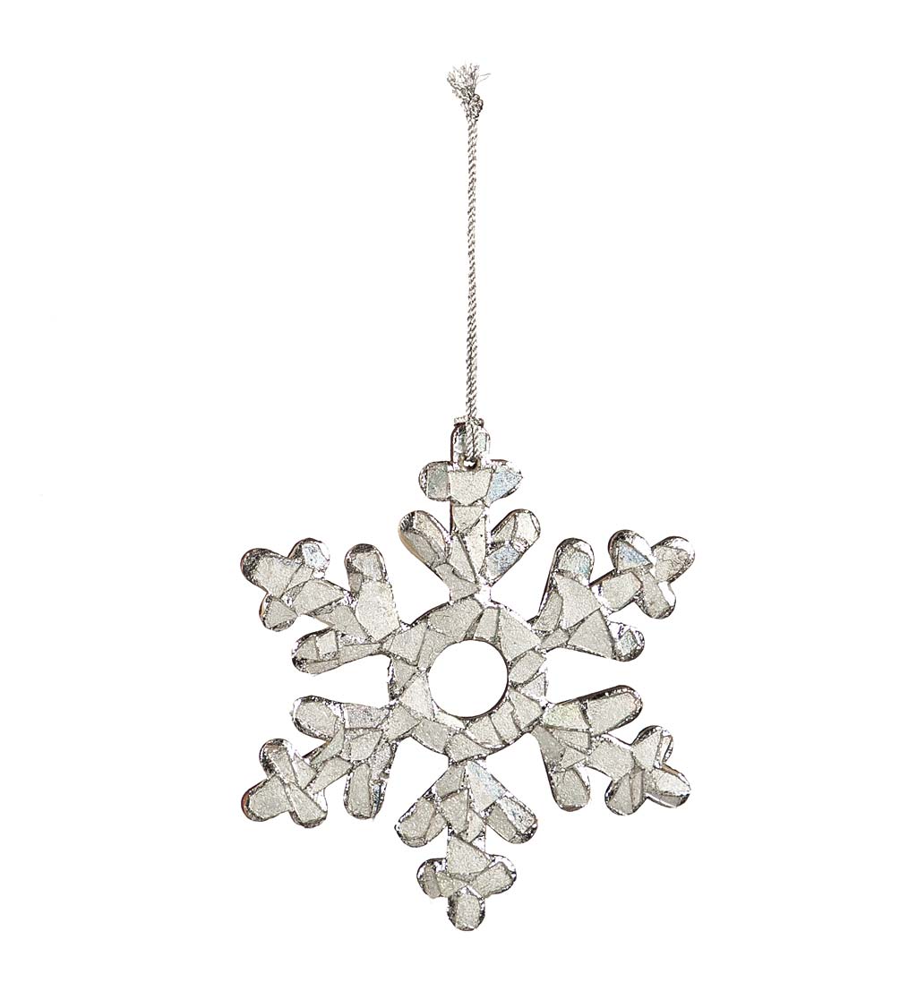 Silver and Gold Wooden Snowflake Christmas Tree Ornaments, Set of 2