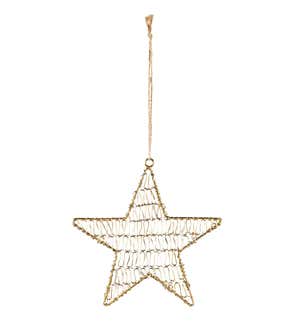 Woven Metal Tree and Star Christmas Tree Ornaments, Set of 2