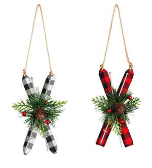 Alpine Ski Christmas Tree Ornaments, Set of 2