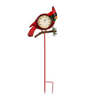 Winter Cardinal Garden Stake Thermometer