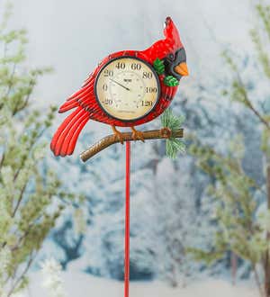 Winter Cardinal Garden Stake Thermometer