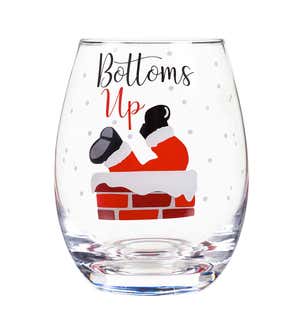 Bottoms Up 17 oz. Stemless Wine Glass With Gift Box