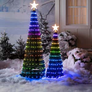 Indoor/Outdoor Christmas Tree With Multicolor Lights, 71"