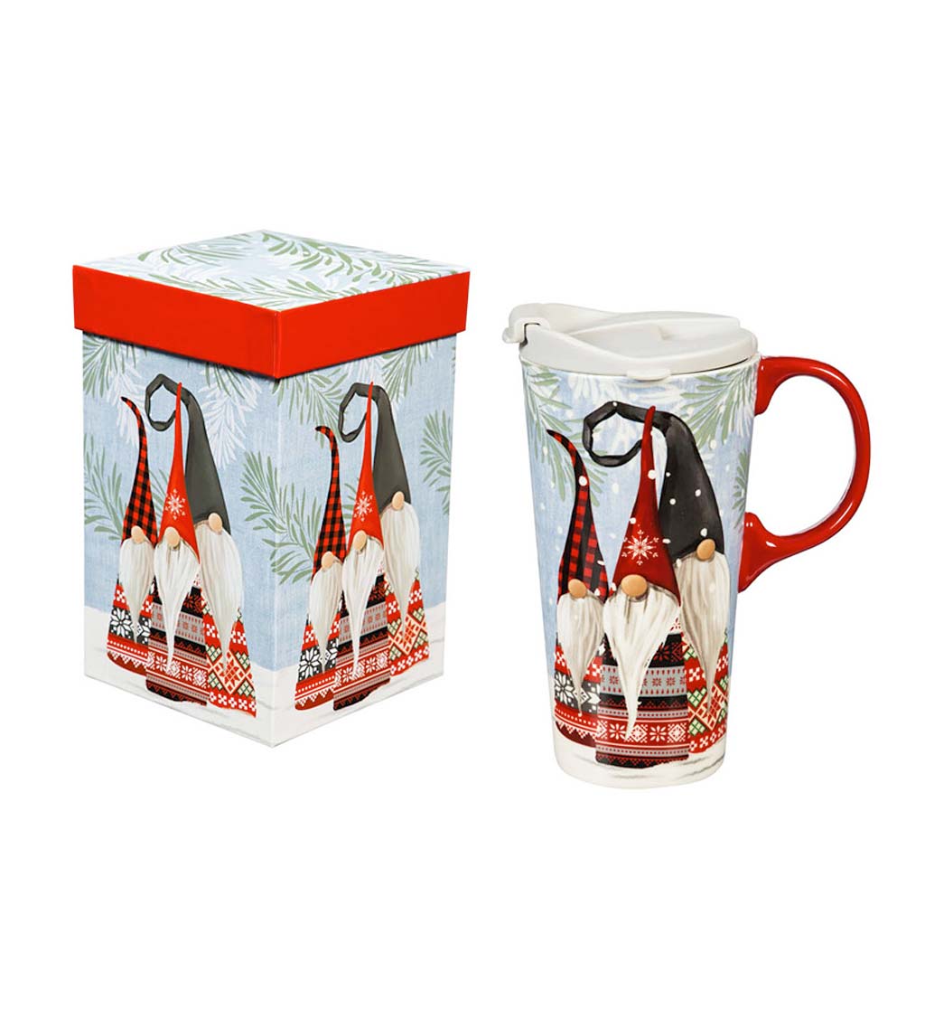 There’s Snow Place Like Gnome 17 oz. Ceramic Travel Cup With Gift Box