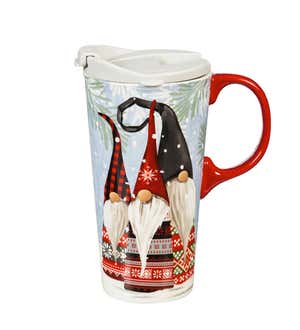 There’s Snow Place Like Gnome 17 oz. Ceramic Travel Cup With Gift Box