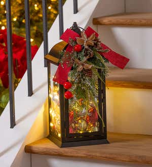 LED Lantern Filled with Ornaments | Plow & Hearth