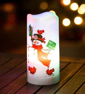 LED Snowman Projector Candle