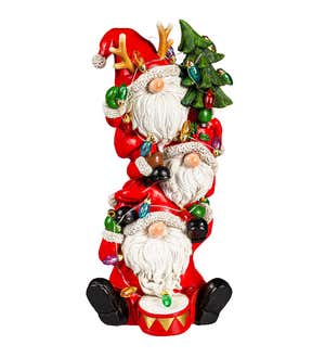 Lighted Santa Gnomes Garden Statue