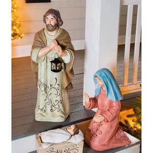 Large Solar Nativity Garden Statues, Set of 3