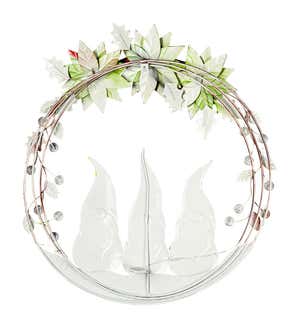 Three Gnomes Poinsettia Metal Wreath