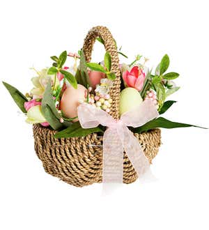 Tulips and Eggs Basket Table Décor