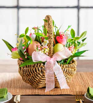 Tulips and Eggs Basket Table Décor