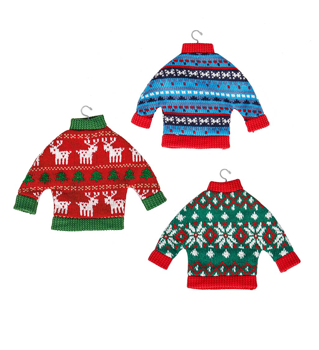 Holiday Sweater Ornaments, Set of 3