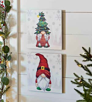 Holiday Gnome Wooden Wall Art, Set of 2