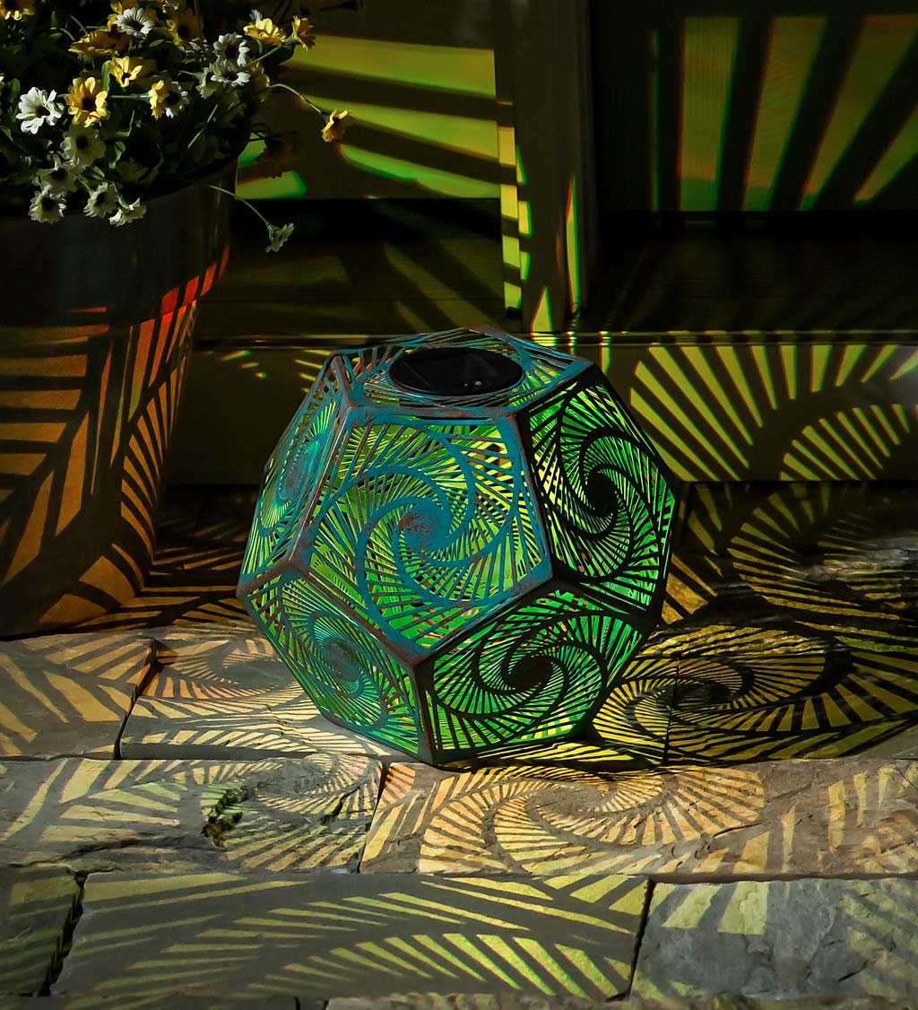 Solar Color Changing Metal Cut Out Lantern