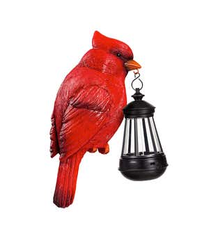 Cardinal Fence Hanger with Solar Lantern