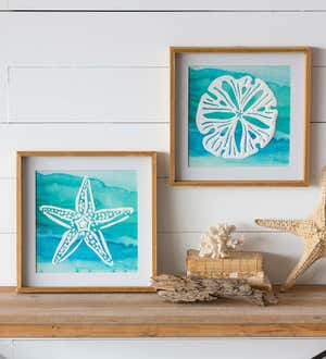 Sand Dollar and Starfish Framed Wall Art, Set of 2