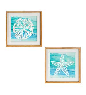 Sand Dollar and Starfish Framed Wall Art, Set of 2